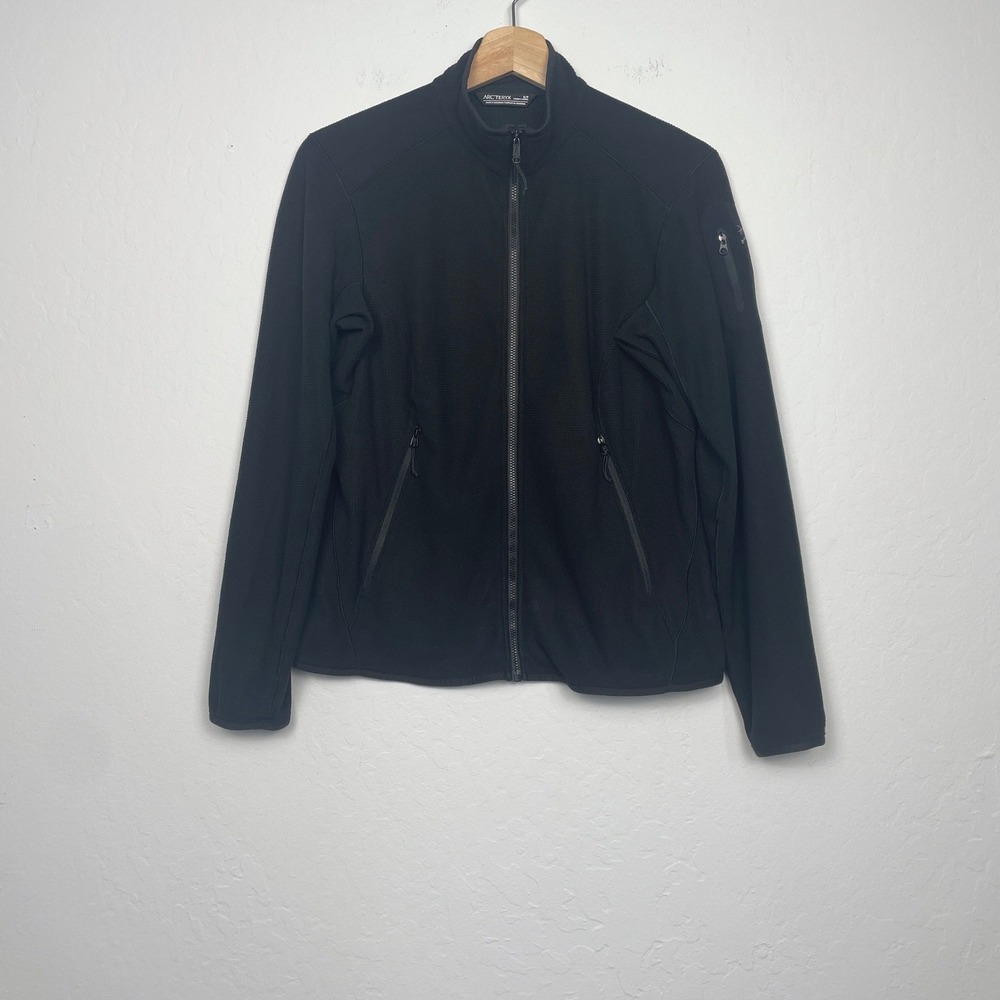 Arcteryx Women's Delta LT Jacket Zip Neck Pullover Black Waffle Grid Size Small